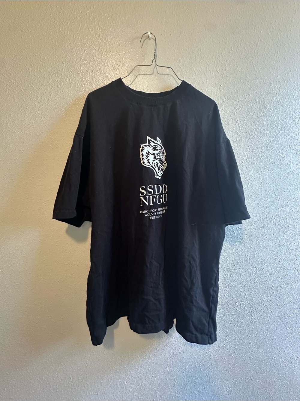 Darc Sport Black Short Sleeve Tee with White Wolf Graphic